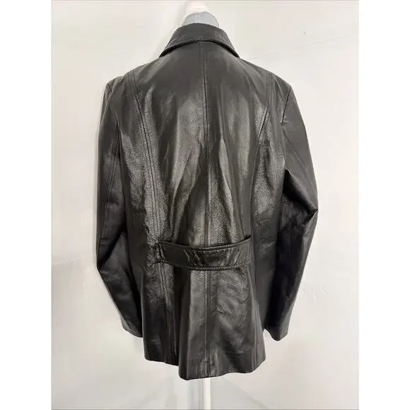 Kim Rogers Brown Genuine Leather Lined Full Zip Jacket Coat Women’s Size Large - Picture 4 of 11